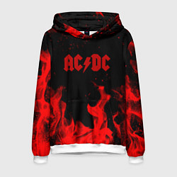 Толстовка-худи мужская AC DC огненный стиль, цвет: 3D-белый
