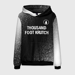 Толстовка-худи мужская Thousand Foot Krutch glitch на темном фоне посеред, цвет: 3D-черный