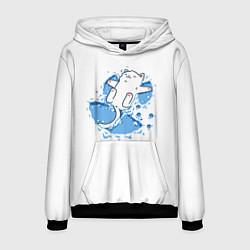 Толстовка-худи мужская Снежный кото-ангел, цвет: 3D-черный