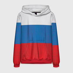 Толстовка-худи мужская Вязаный российский флаг, цвет: 3D-красный