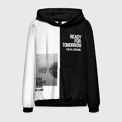 Толстовка-худи мужская Чёрно белый Stay always close be a guide мечты, цвет: 3D-черный