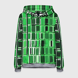 Толстовка-худи мужская Зелёные прямоугольники, цвет: 3D-меланж