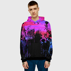 Толстовка-худи мужская Розово синий сочный гранж, цвет: 3D-черный — фото 2