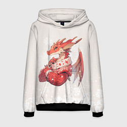 Толстовка-худи мужская Красный дракон в свитере, цвет: 3D-черный