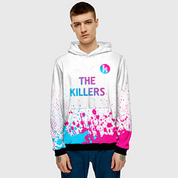 Толстовка-худи мужская The Killers neon gradient style посередине, цвет: 3D-черный — фото 2
