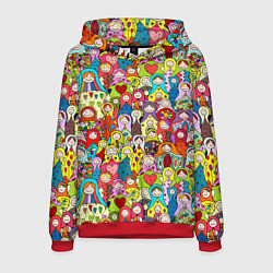 Толстовка-худи мужская Веселые русские матрешки, цвет: 3D-красный
