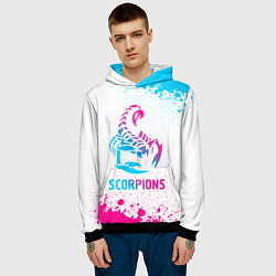 Толстовка-худи мужская Scorpions neon gradient style, цвет: 3D-черный — фото 2