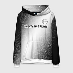 Толстовка-худи мужская Twenty One Pilots glitch на светлом фоне посередин, цвет: 3D-белый