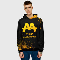 Толстовка-худи мужская Asking Alexandria - gold gradient, цвет: 3D-черный — фото 2