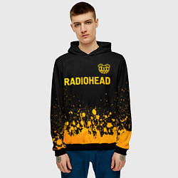 Толстовка-худи мужская Radiohead - gold gradient посередине, цвет: 3D-черный — фото 2