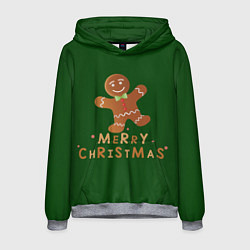 Толстовка-худи мужская Пряничный человечек желает счастливого рождества, цвет: 3D-меланж