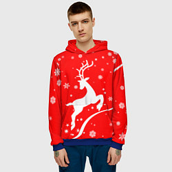 Толстовка-худи мужская Christmas deer, цвет: 3D-синий — фото 2