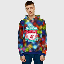 Толстовка-худи мужская Liverpool все logo неон, цвет: 3D-синий — фото 2
