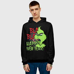 Толстовка-худи мужская Grinch - happy New Year, цвет: 3D-черный — фото 2