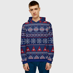 Толстовка-худи мужская New Years sweater, цвет: 3D-синий — фото 2