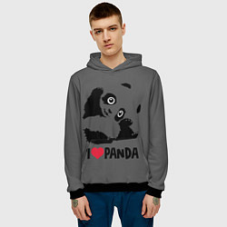 Толстовка-худи мужская Я люблю панду, цвет: 3D-черный — фото 2