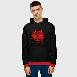 Толстовка-худи мужская Ведьмак красное лого, цвет: 3D-красный — фото 2