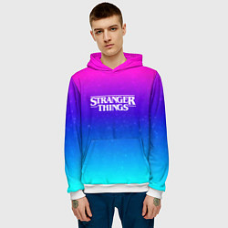 Толстовка-худи мужская Stranger Things gradient colors, цвет: 3D-белый — фото 2