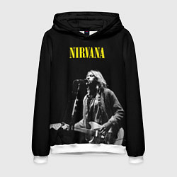 Толстовка-худи мужская Группа Nirvana Курт Кобейн, цвет: 3D-белый