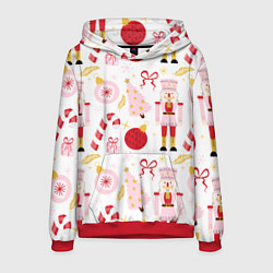 Толстовка-худи мужская Щелкунчик в розовом цвете, цвет: 3D-красный