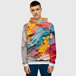 Толстовка-худи мужская Абстрактная живопись акрилом, цвет: 3D-белый — фото 2