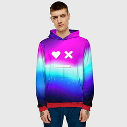 Толстовка-худи мужская Love death robots neon gradient serial, цвет: 3D-красный — фото 2