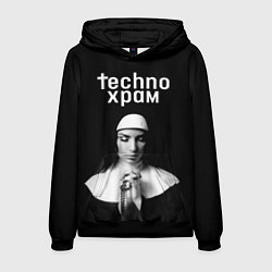 Толстовка-худи мужская Techno храм монашка в молитве, цвет: 3D-черный