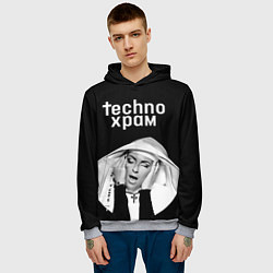 Толстовка-худи мужская Techno храм эмоциональная монашка, цвет: 3D-меланж — фото 2