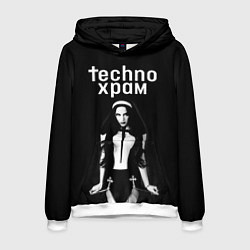 Толстовка-худи мужская Techno храм дерзкая монашка, цвет: 3D-белый