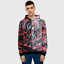 Толстовка-худи мужская Адский доспех в царапинах, цвет: 3D-черный — фото 2