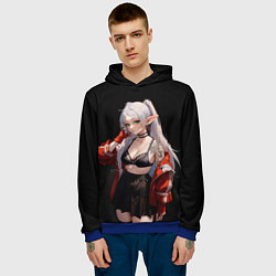 Толстовка-худи мужская Фрирен в красной куртке, цвет: 3D-синий — фото 2