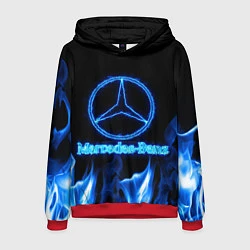 Толстовка-худи мужская Mercedes-benz blue neon, цвет: 3D-красный