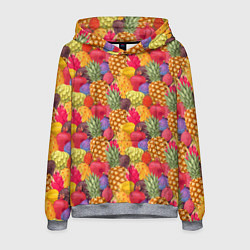 Толстовка-худи мужская Экзотические фрукты, цвет: 3D-меланж
