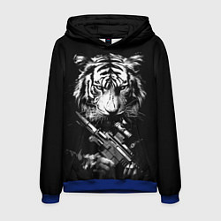 Толстовка-худи мужская Тигр с винтовкой, цвет: 3D-синий