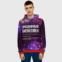 Толстовка-худи мужская Праздничный бизнесмен: фейерверк, цвет: 3D-красный — фото 2