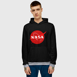 Толстовка-худи мужская NASA redlogo space usa, цвет: 3D-меланж — фото 2