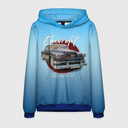 Толстовка-худи мужская Американский классический автомобиль Chevrolet Bel, цвет: 3D-синий