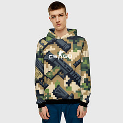 Толстовка-худи мужская Counter Strike - pixel military pattern, цвет: 3D-черный — фото 2