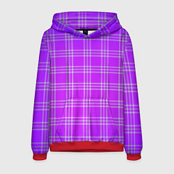 Толстовка-худи мужская Фиалковая шотландская клетка, цвет: 3D-красный