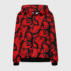 Толстовка-худи мужская Красные смайлы, цвет: 3D-черный