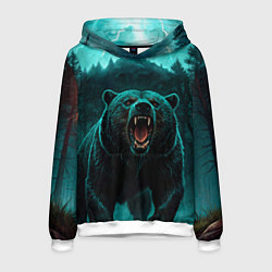 Толстовка-худи мужская Царь тайги - медведь молнии, цвет: 3D-белый