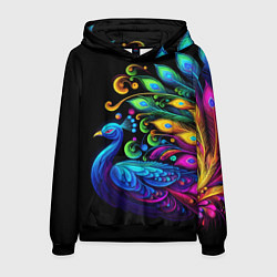 Толстовка-худи мужская Neon peacock - art, цвет: 3D-черный