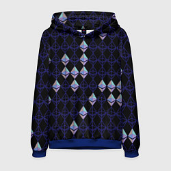 Толстовка-худи мужская Криптовалюта Ethereum на черном, цвет: 3D-синий