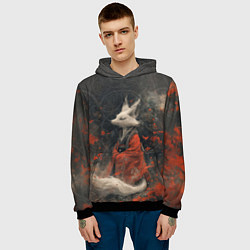 Толстовка-худи мужская Лис в кимоно, цвет: 3D-черный — фото 2