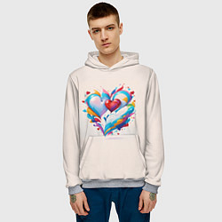 Толстовка-худи мужская Пара сердец, цвет: 3D-меланж — фото 2