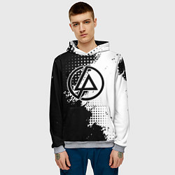 Толстовка-худи мужская Linkin park - черно-белая абстракция, цвет: 3D-меланж — фото 2