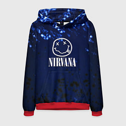 Толстовка-худи мужская Nirvana рок краски, цвет: 3D-красный