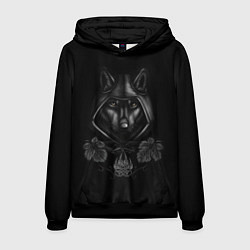 Толстовка-худи мужская Волк маг с символом, цвет: 3D-черный