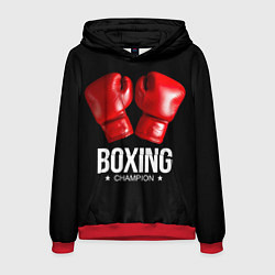 Толстовка-худи мужская Boxing Champion, цвет: 3D-красный