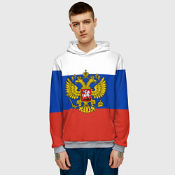 Толстовка-худи мужская Флаг России с гербом, цвет: 3D-меланж — фото 2